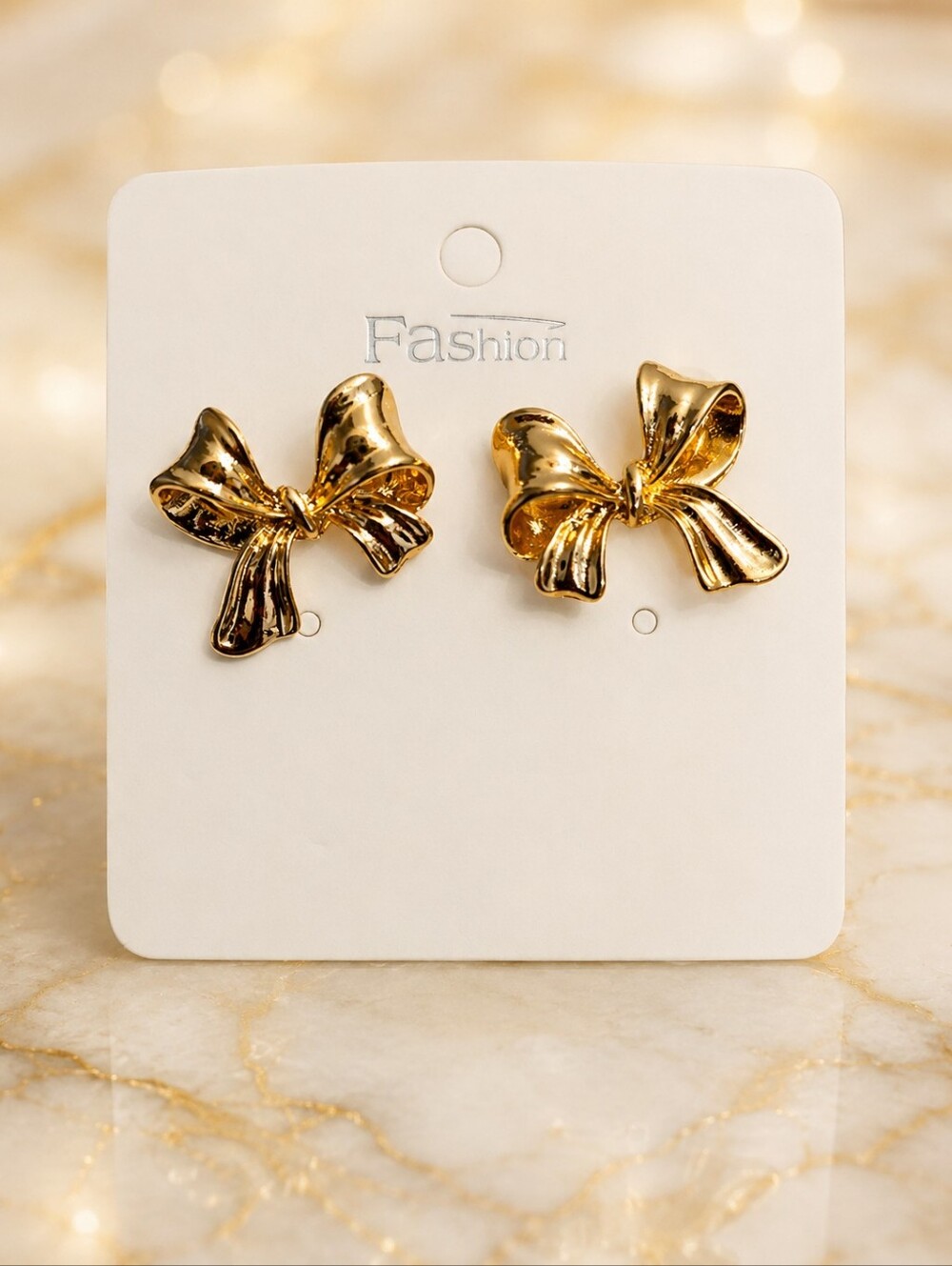 Gold Bow Statement Earrings